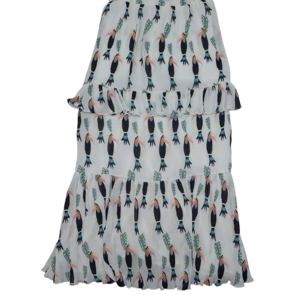 & Other Stories Frill Tiered Maxi Dress White w/ Multi Color Toucan Size…RARE - Picture 8 of 16
